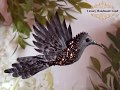 Брошь Колибри Райская птица. Ручная работа / Hummingbird 3D brooch Handmade Silk hand-painted