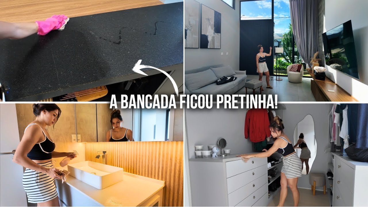 Passei produto no granito da cozinha e fiz manutenção da casa!