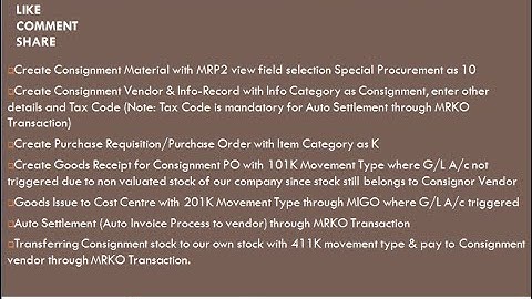 Consignment scenario in Special Procurement Process