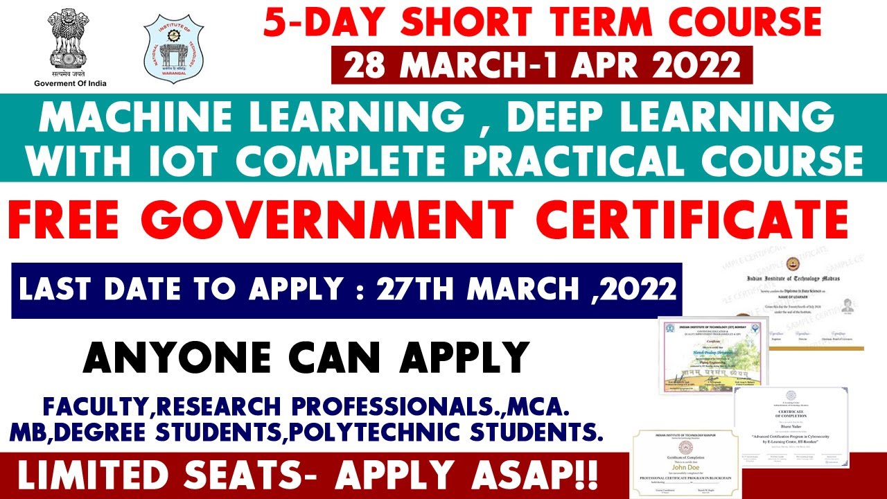 Government offer 5-Day Course on Machine Learning Deep Learning and IOT ...