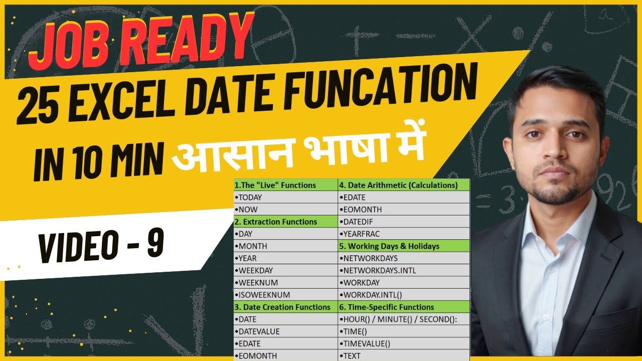Excel Date Functions: All 25 in 10 Mins! (Masterclass)Date Funcation