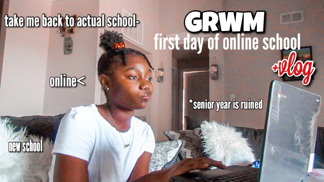 First Day Of School GRWM + vlog (senior year...but online) || chid favs