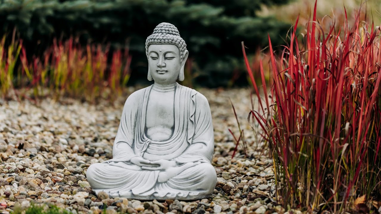 Tempelwächter Buddha Figur Aus Steinguss – 65 Cm Hoch, 37 Kg, Frostsicher, Goldene Patina