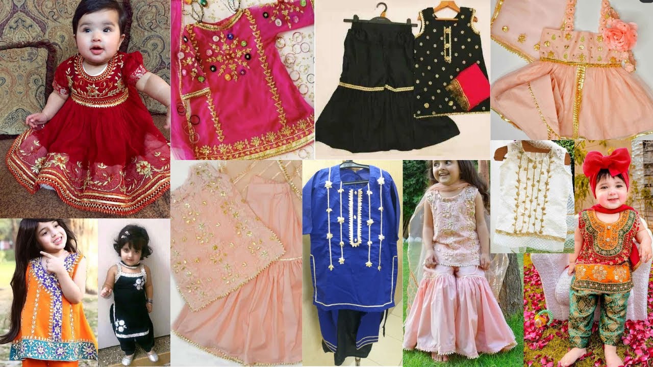 Stylish Gota work dress design for baby girls YouTube