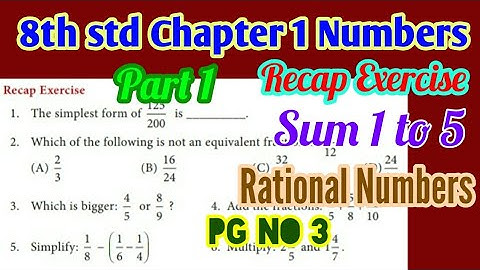 8th std Maths-chapter 1 Numbers-Recap exercise(Sum1 to 5)pgno 3-part 1-Rational Numbers-New syllabus