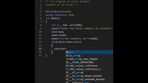 C++ program to print largest element of an array 😎.#shorts .