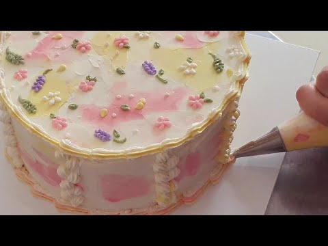 사랑스러운 들꽃케이크 수채화케이크 만들기 레터링케이크 ⋆♡₊⋆korean cake/satisfying cake decorating video/birthday cake idea