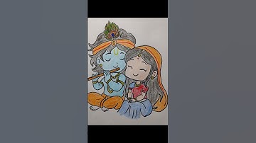 Radhe Krishna Drawing And Colour For Kids #shorts #ytshorts