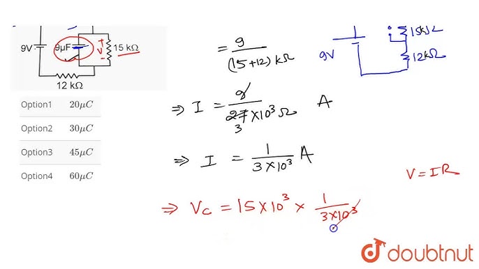 3-43 In the circuit shown in figure-3.341, the steady state charge