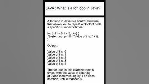 JAVA : What is a for loop in Java? SDET Automation Testing Interview Questions & Answers