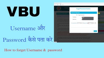 How to Forget Username and Password | VBU |