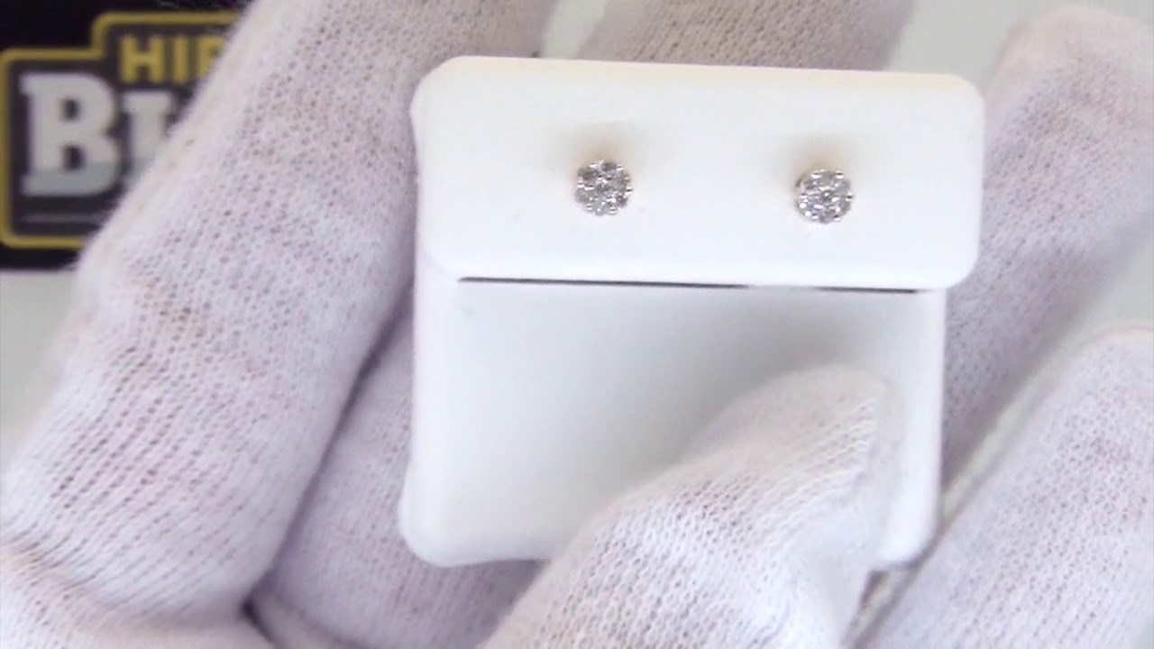 .10cttw Diamond Cluster Hip Hop Earrings 10K Yellow Gold | Real Jewelry | AFL8510Y