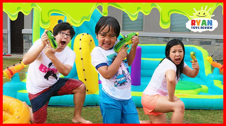 SLIME BLASTER CHALLENGE with Ryan's World Toys!!!!
