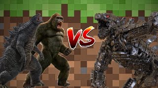 Godzilla and Kong vs meca Godzilla fight in Minecraft #longvideo #minecraft