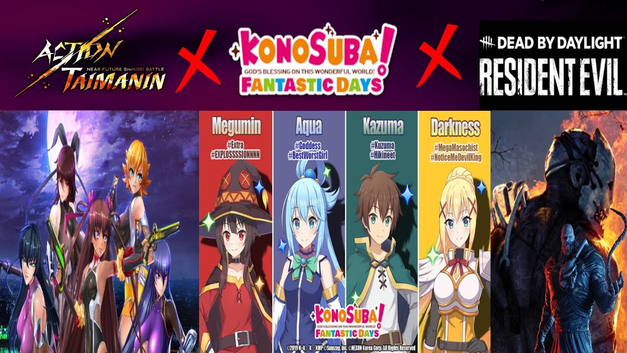 Daily Games I Play Highlights. Action Taimanin, KonoSuba Fantastic Days and Dead by Daylight