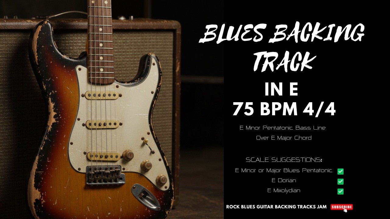 Blues Backing Track in E 75 BPM