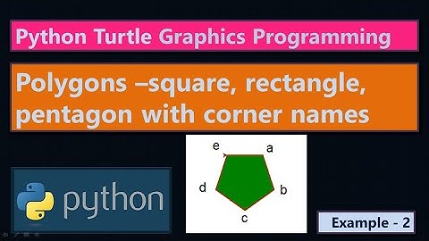 Python Turtle Graphics Program Example 2 | Polygons triangle square  with corner names | #highblix
