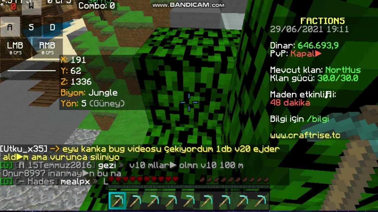 1 Envanter V20 Ejder  Kazma  Düpe Bugu - CraftRise Factions