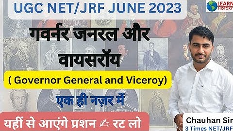 UGC NET / JRF June 2023।। Learn History।। Chauhan Sir ।। Governor General & Viceroy ।।