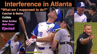 E172-3 - Matt Olson Ejected On Interference Call By Brock Ballou On Collision With Catcher Davis