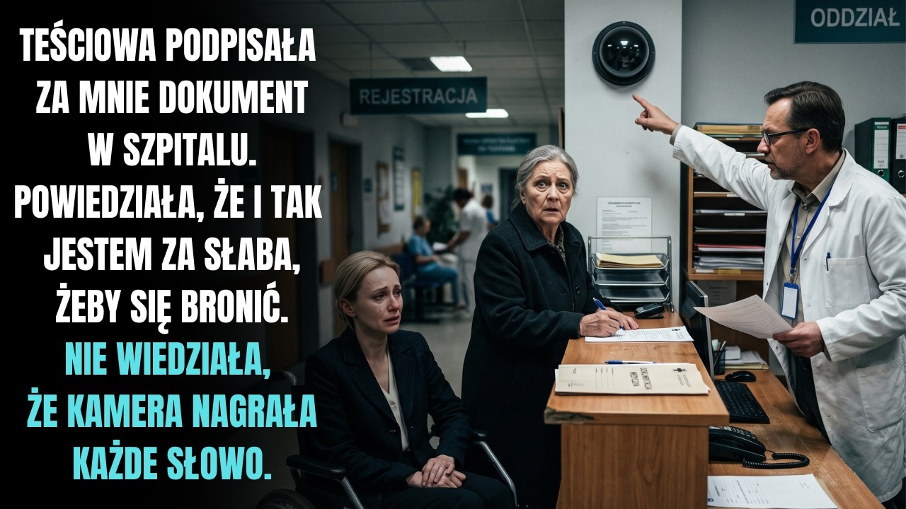 Obudziłam się po zabiegu, jeszcze otumaniona lekami, gdy pielęgniarka uśmiechnęła się i powiedziała: „Dobrze, że mamy już od pani zgodę. Teściowa podpisała za panią wczoraj rano.” Serce mi...