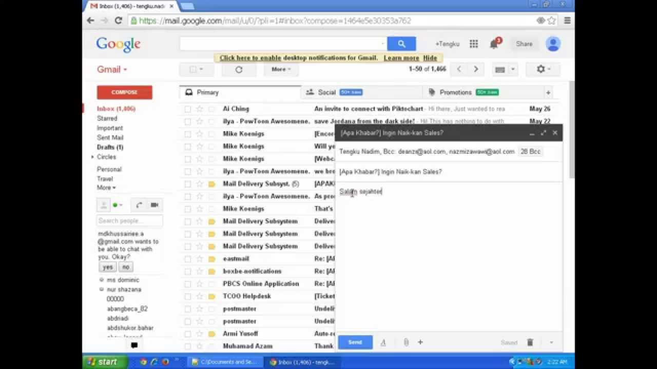 Cara Hantar Email Guna Gmail - YouTube