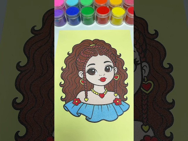 Cute Girl Sand Art 💕 | Satisfying & Relaxing 🩵 #asmr #relaxing #sandpainting #satisfying #sandart