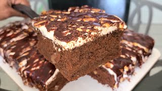 Heavenly Hash Sheet Cake | Chocolate Almond Marshmallow cake
