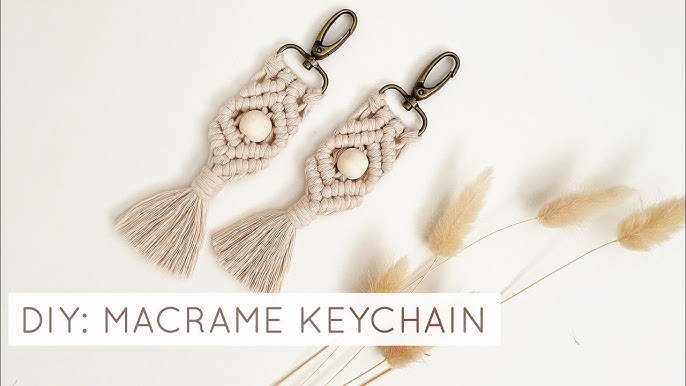 Diamond Weaved Macrame Keychain w/Wooden Beads – Knots of Happiness