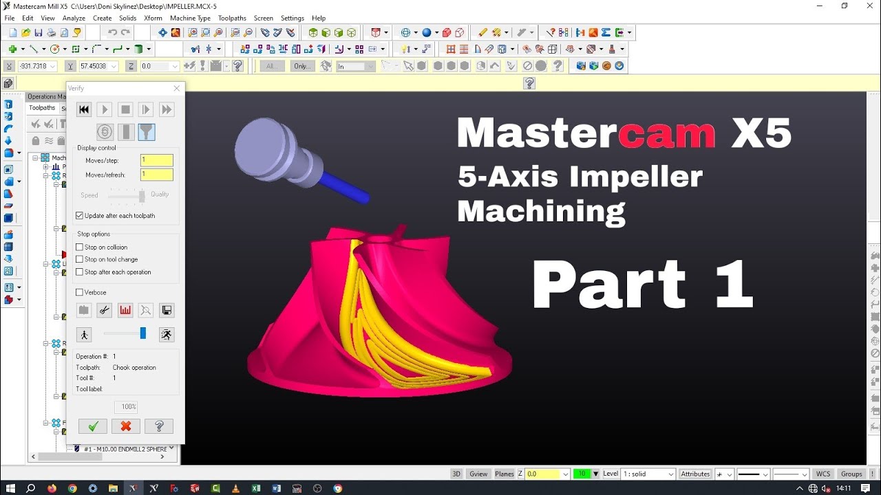 Mastercam 5 Axis Machining Impeller toolpath part 1 - YouTube