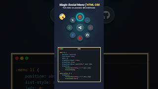 #video #css Magic Social Share Menu Using HTML CSS JavaScript #shorts #webdesign #programming #tech