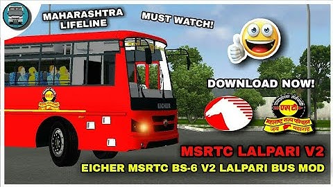 NEW BS-6 EICHER MSRTC LALPARI V2 BUS MOD🔥/COMPLETE REVIEW🎉/#bussid #msrtc #lalpari #eicher #bs6 #mod