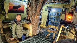3 DIFFERENT OVERNIGHTS in FOREST Survival Shelters - DUGOUT, TREE HOUSE and LOG CABIN - Wildcamping