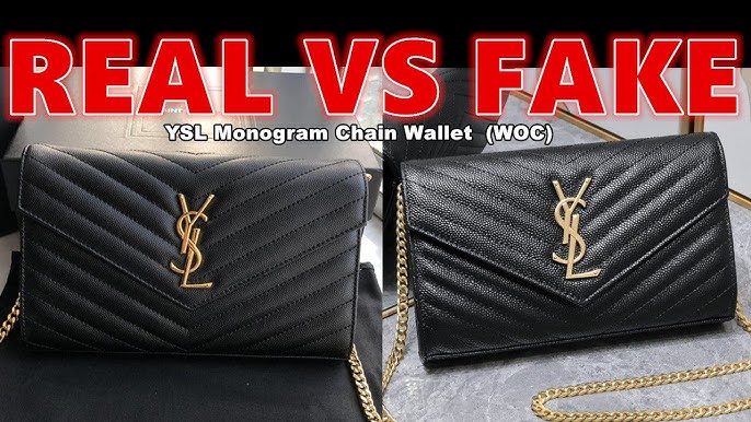 Real vs Fake Saint Laurent Envelope Chain Wallet In Grain Leather 