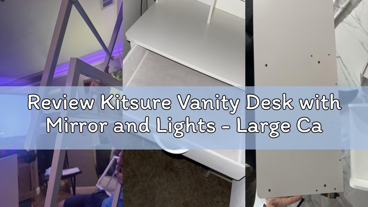Review Kitsure Vanity Desk with Mirror and Lights - Large Capacity Makeup Vanity with 4 Fabric Stora