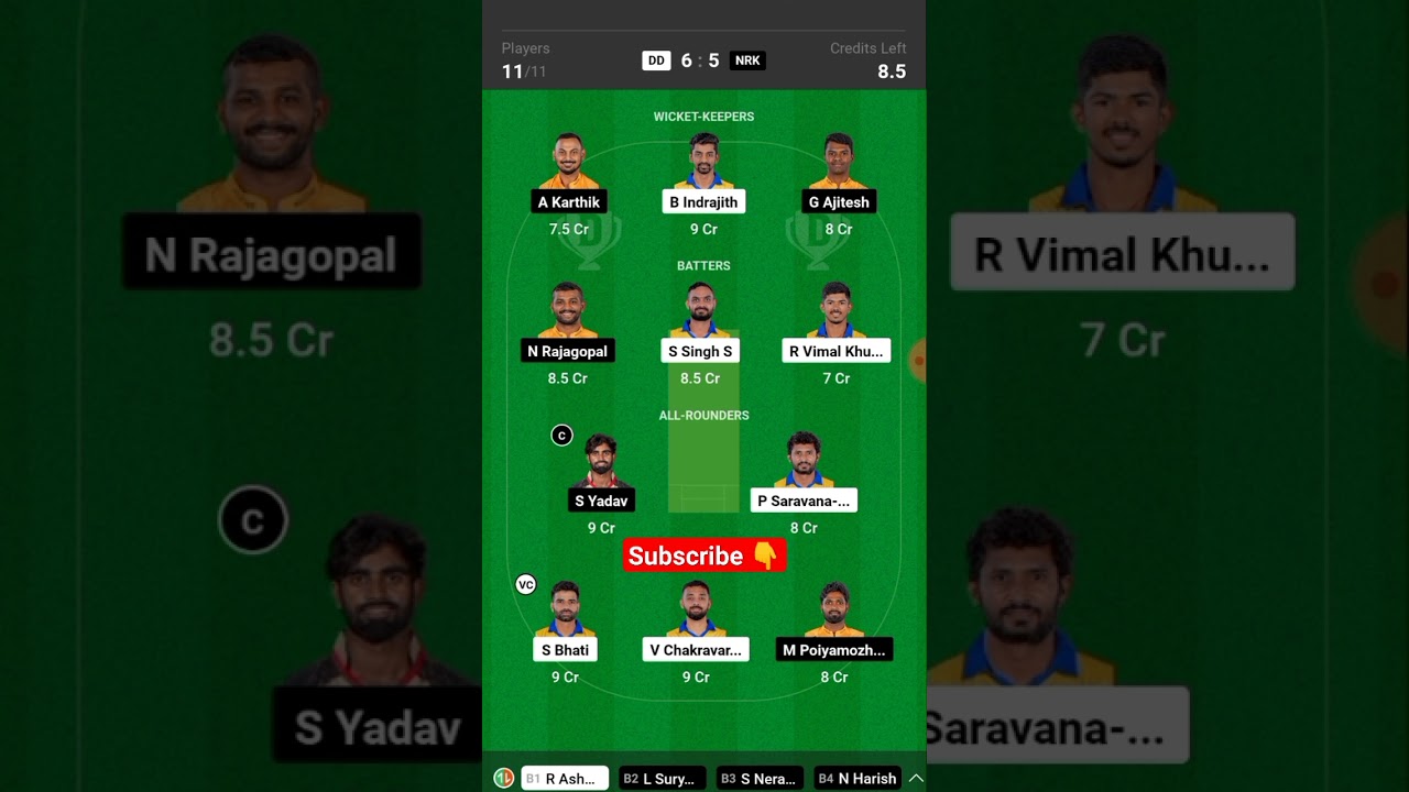 DD vs NRK Dream11 Prediction | TNPL 2023 | DD vs NRK Dream11 Team Of Today Match 