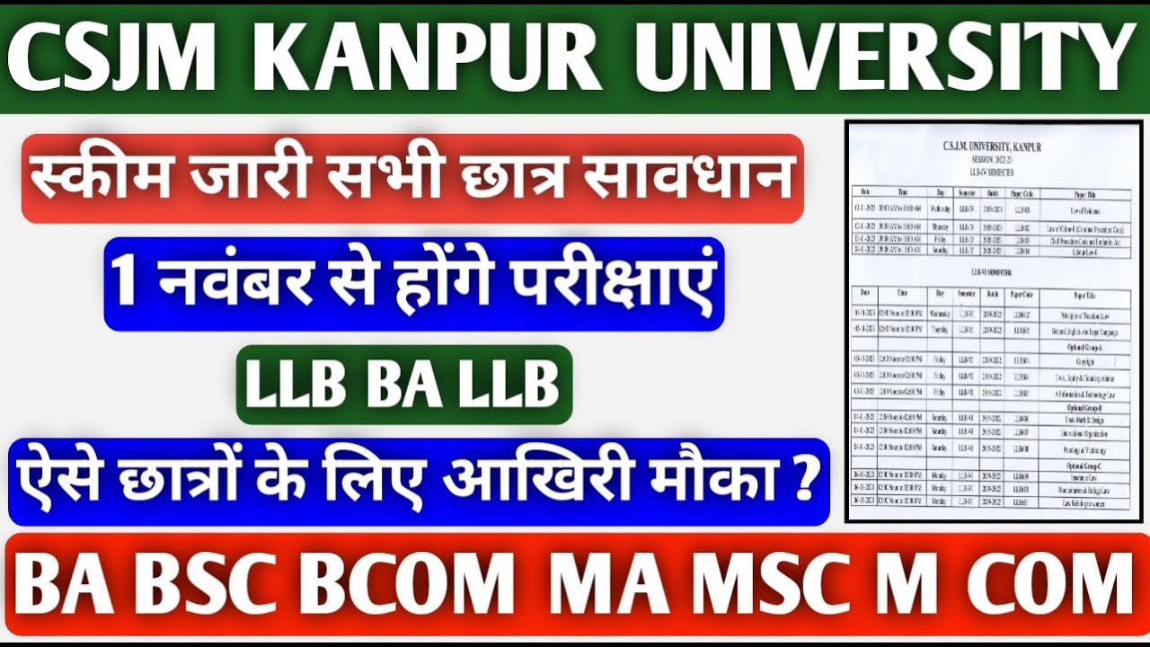 CSM Kanpur University latest update for LLB BA LLB semester exam and ...