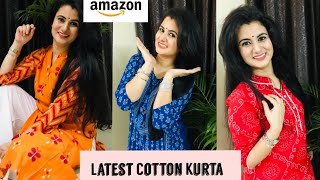 Latest Amazon Kurti Haul | Bandhani/Bandhej Kurti | Affordable Cotton Kurta Haul