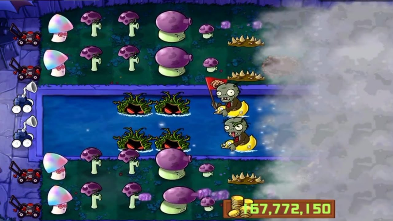 Fog Level 1 Mod Gameplay Plants Vs Zombies Unlimited Sun and Coins