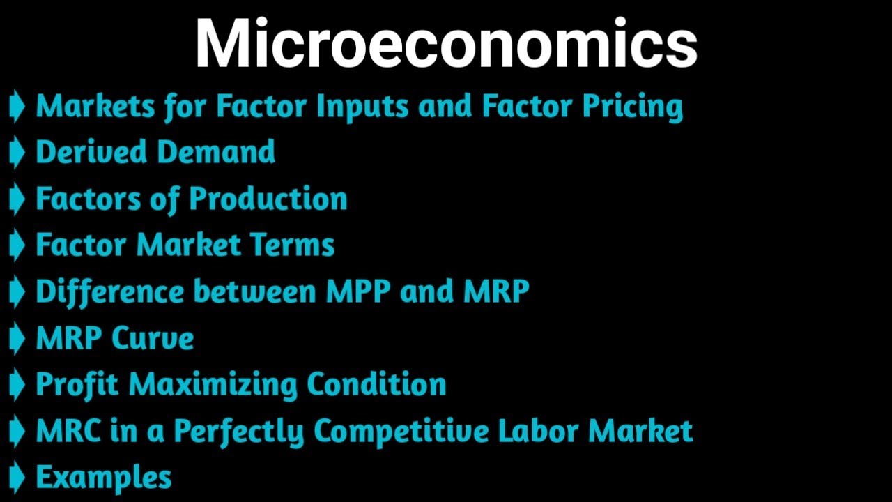 Microeconomics ( Markets for Factor Inputs and Factor Pricing + Factors ...