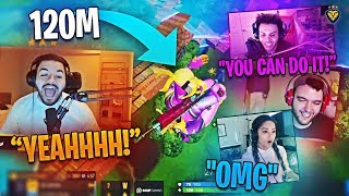 COURAGE HITS HIS BEST TRICKSHOT EVER?! INSANE REACTION! (Fortnite: Battle Royale)