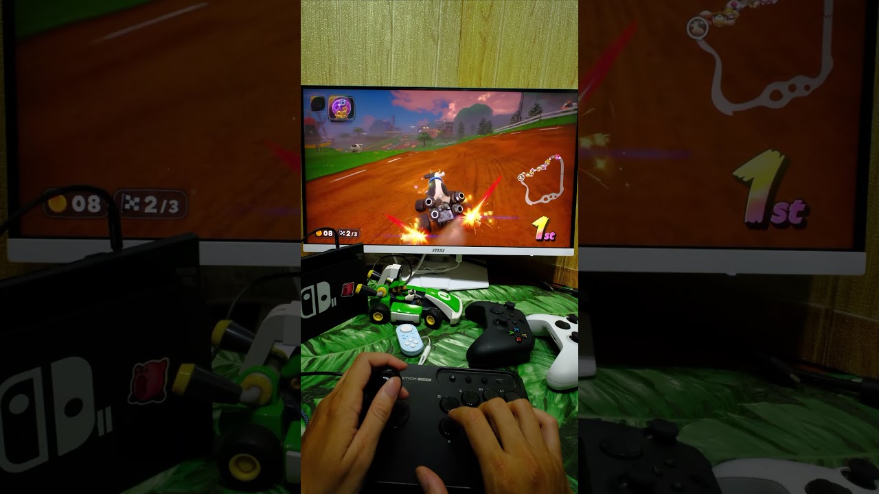 Cow Moo Meadows 4K: Mario Kart Race with HORI Fighting Stick!