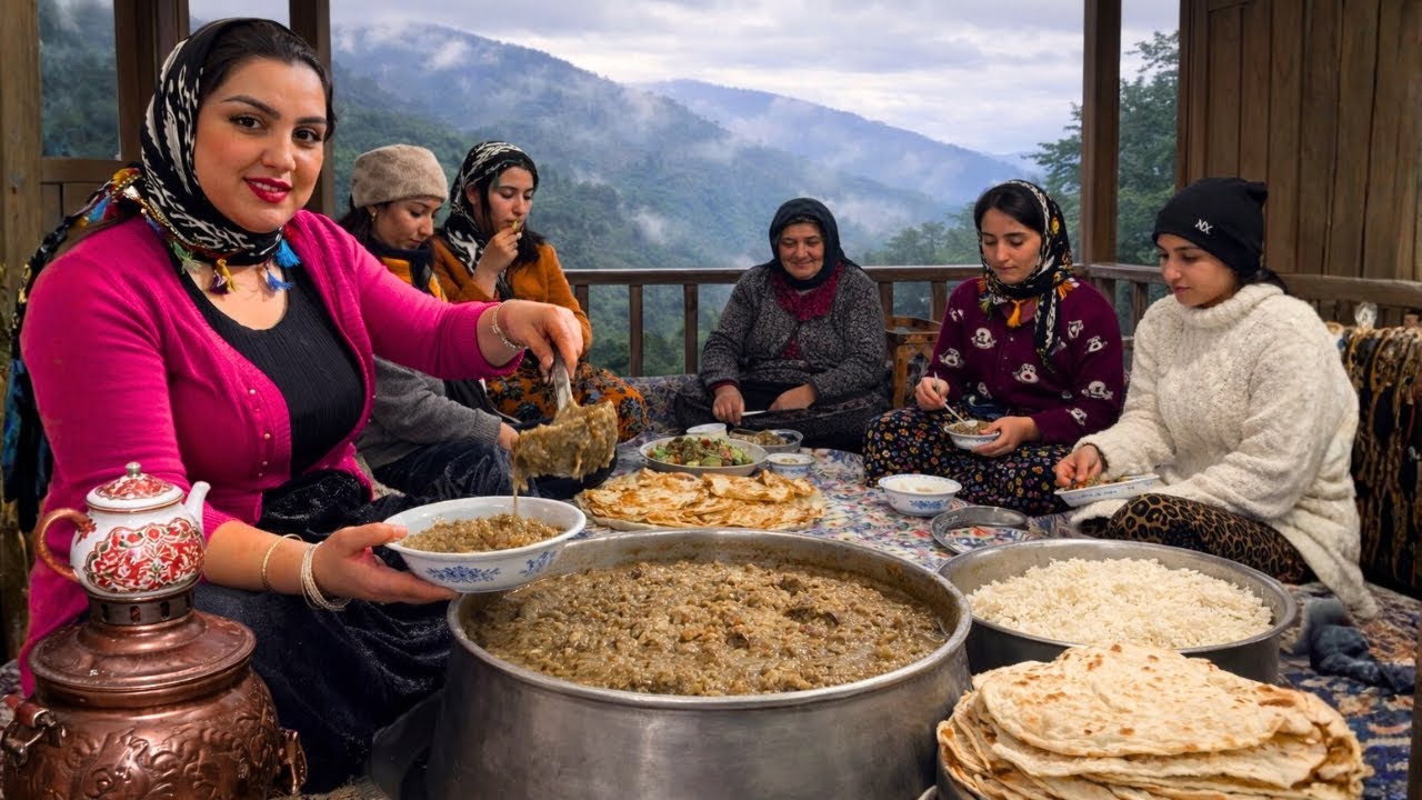 Rural Life in Northern Iran | Cooking Eggplant Halim, Firewood Bread & Life with Livestock 🍲🍞🐑