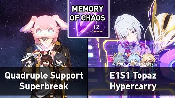 Quadruple Superbreak Support & E1S1 Topaz Hypecarry | MoC 12 3 stars | Honkai: Star Rail 3.8