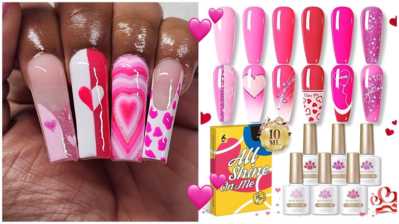 UNBOXING HOT PINK GEL POLISH SET VALENTINES DAY POLYGEL NAILS NAIL