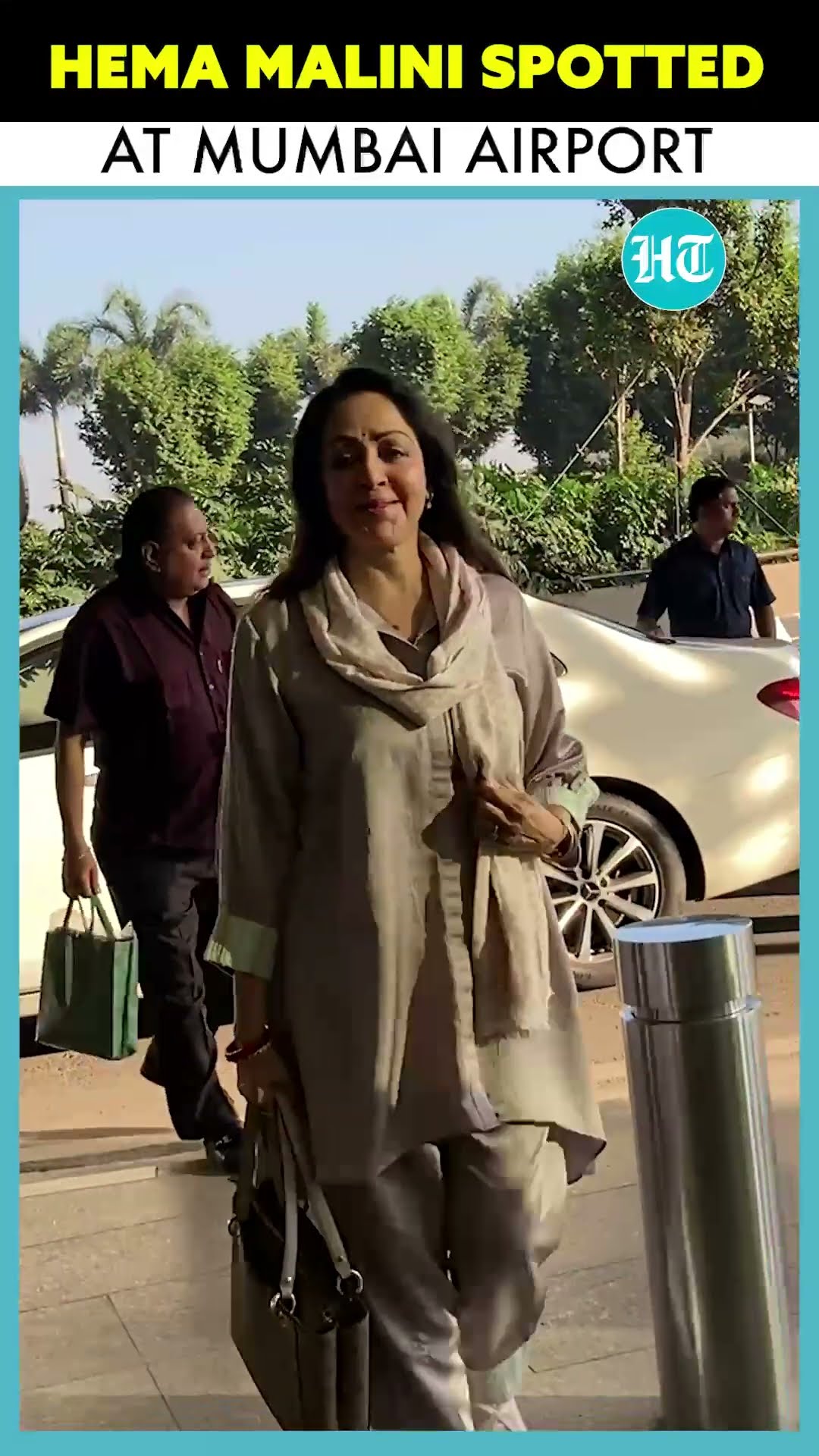 Hema Malini Makes Elegant Appearance at Mumbai Airport