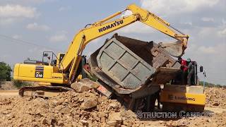 ឡានបែនក្រឡាប់, ឡានដឹកដីក្រឡាប់ - Dump Truck Fail Accident Recovery By Excavator, Roller, Bulldozer