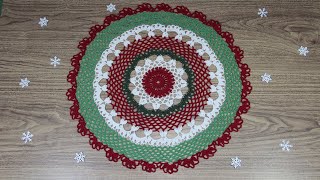 картинка: САЛФЕТКА КРЮЧКОМ для начинающих. Очень простая в исполнении! Давайте СВЯЖЕМ ВМЕСТЕ! СХЕМА.🌲🌲🌲