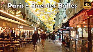 🇫🇷 📹 [4K] Paris Christmas Lights 2022 - Rue des Bulles alias rue Montorgueil | Walking Tour