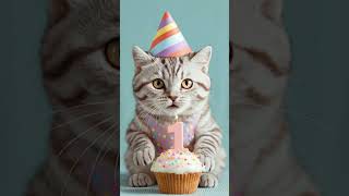 Too Adorable! Cat&#39;s First Birthday Party! (Cupcake Smash) 🎂🥳🎂 #cat #catshorts #shorts